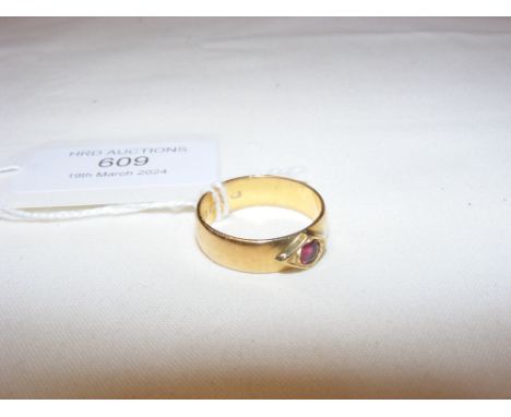 A ruby ring in 22ct setting CONDITION REPORT Gold hallmarked.To our eye, a natural ruby.Approximate band size, P/Q.