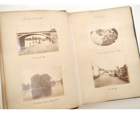 A Victorian photograph album containing approximately 130 albumen print and other mounted photographs circa 1881, topgraphica