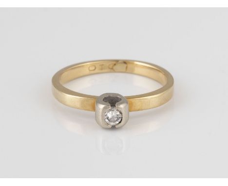 BRILLANT-RING Gelbgold. Ringmaß ca. 50, Ges.-Gew. ca. 2,5 g. Geprüft 14 K, Caratangabe des Diamanten gemarkt. Ein Brillant, c