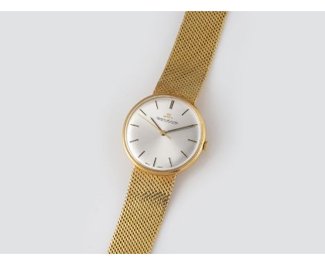 ARMBANDUHR 'JAEGER LECOULTRE' Schweiz, 20. Jh. Gelbgold. Gehäuse D. 3,3 cm, Ges.-Gew. ca. 82,3 g. Werkdeckel gest. 18 K. Werk