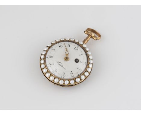 SPINDELUHR 'VAUCHEZ - PARIS' Frankreich, 18./19. Jh. Rotgold. D. 3,3 cm, Ges.-Gew. ca. 41,3 g. Geprüft 18 K. Werk bez. ' Vauc