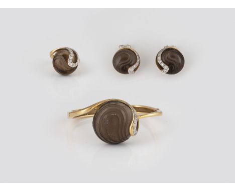 SCHMUCK-SET 'ART-DESIGN - GÜNTER KRAUSS' 3-tlg. Alle Stücke gest. 750, Herstellersignet 'art-desig. Ges.-Gew. zus. ca. 69,0 g