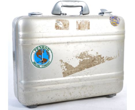 From the Estate of Peter Wyngarde - Wyngarde's original vintage Halliburton metal briefcase / travel case. The case of usual 