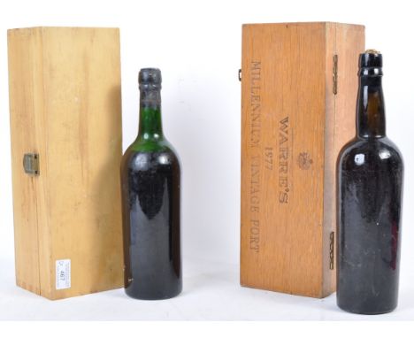 From the Estate of Peter Wyngarde - two bottles of unopened Warre's fine Port - with contents. One bottle retained within its
