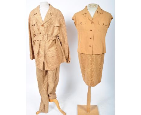From the collection of Angela Grant - Guy Laroche - Alternance - a ladies clothing ensemble comprising an animal print (snake