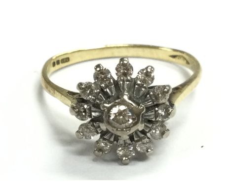 A 14ct gold diamond cluster ring, total weight 3g. Size K. Postage category A