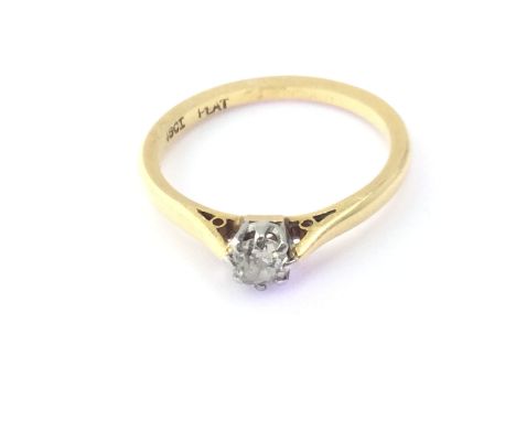 An 18ct gold diamond ring. Diamond approx 0.25ct size N and 2.18g