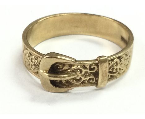 A Gents 9ct gold buckle ring , size V. 4.5g Postage category A