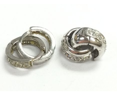 9ct white gold diamond hoops ,total weight 4.4g . Postage catA
