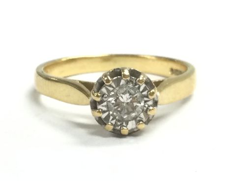 An 18ct gold diamond solitaire ring , size K. Total weight 3.2g Postage category A