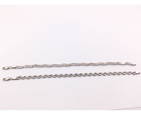 Two 9ct white gold bracelets. Both approximately 19cm length. 9.56g