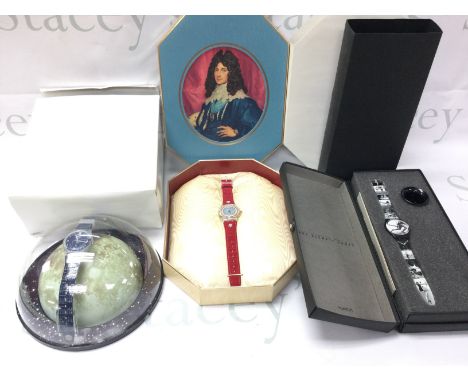 Three collectable swatch watches including 1996 Olympic Games a 1993 Special Rio Soleil and a 1999 s coming blue watch. Posta