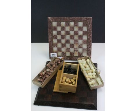 Two vintage Chess sets, one in Marble &amp; Onyx the other Wooden