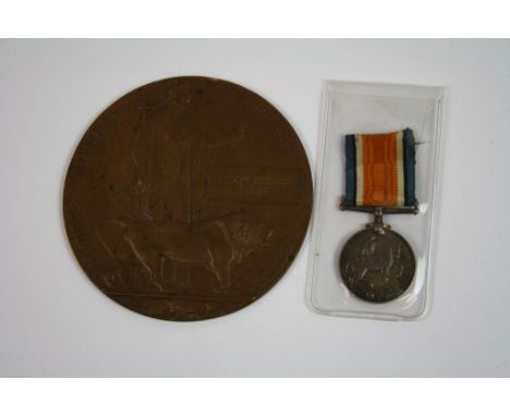 A Full Size World War One / WW1 British War Medal And Memorial Death Plaque Issued To K.52882 H.G. LONG STO.2 Royal Navy.