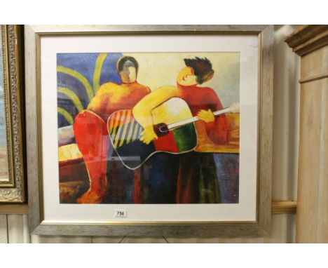 Signed Oil Painting Portrait of 1960's Beatnik Musicians