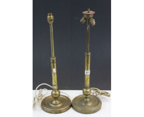 Two vintage Brass electric Table lamps with similar design