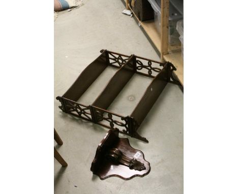 Late 19th / Early 20th century Mahogany Hanging Wall Shelf with Fretwork Sides together with a Mahogany Wall Bracket