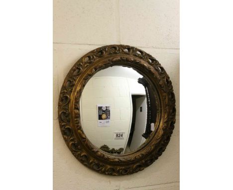 Vintage Gilt Framed Circular Convex Mirror, 42cms diameter