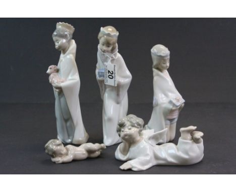 Five Lladro Nativity style figurines
