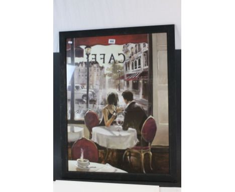 Jack Vettriano Framed Art Print Romancing Couple seated in a Cafe