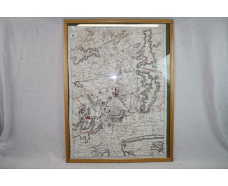 A Framed And Glazed Military Three Inch Scale Map Of Aldershot And District Printed By Gale &amp; Poldens On Linen.