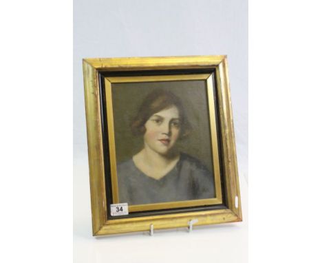 Gilt framed Oil on canvas Portrait of a young Lady