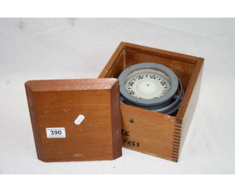 A Vintage Naval Ships Sestral Compass In Box On Gimbal Mounting.