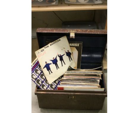 Tin Trunk of vinyl LP's &amp; Singles to include The Beatles