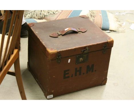 Vintage Square Leather Bound Trunk