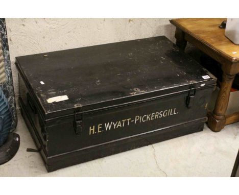 Victorian Black Metal Travelling Trunk