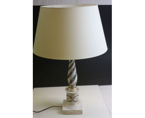 Large 19th Century ceramic Lamp with hand painted Floral decoration &amp; Gilt detailing