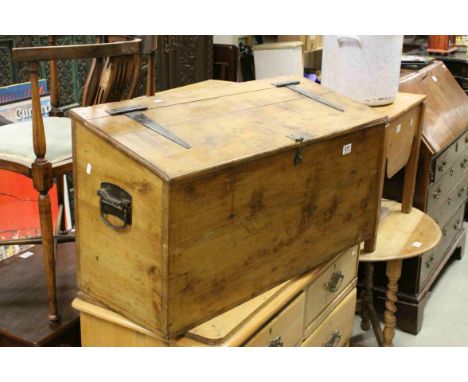 Vintage Pine Storage Box with Sloping Lift Lid Top, 85cms long