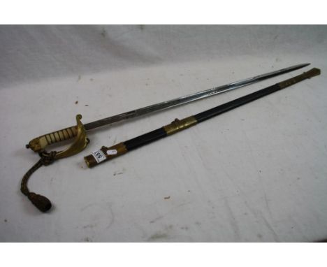 A Royal Navy Officer's Sword, The 79 cm Blade With Single Part Fuller, Etched With Crown &amp; Anchor And Royal Coat Of Arms 