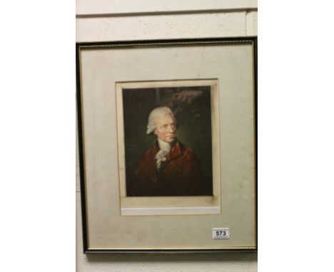 Hogarth Framed Mezzotint Portrait of  Composer Astronomer Frederick William Herschel, born 1738 died 1822