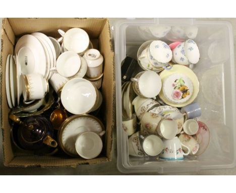 Two boxes of mixed vintage ceramics to include a Paragon "Athena" pattern tea service etc
