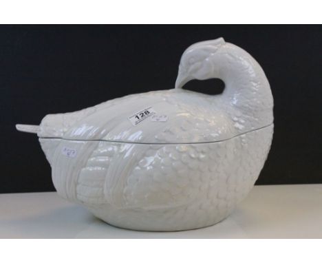 Blanc de Chine Ceramic Tureen  in the form of a Pheasant with Ladle Tail