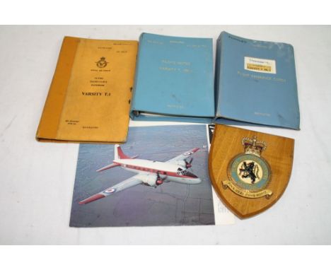 Collection Of RAF / Royal Air Force Ephemera Relating To The Vickers Varsity T. Mk.1 To Include : Pilots Notes Book, Flight R