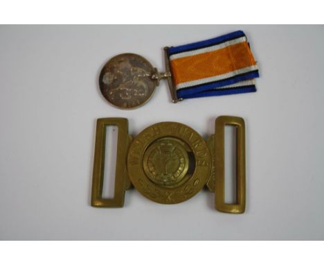 A Full Size World War One / WW1 1914-1918 British War Medal With Original Ribbon Issued To : 202644 PTE R. JONES Of The Welsh