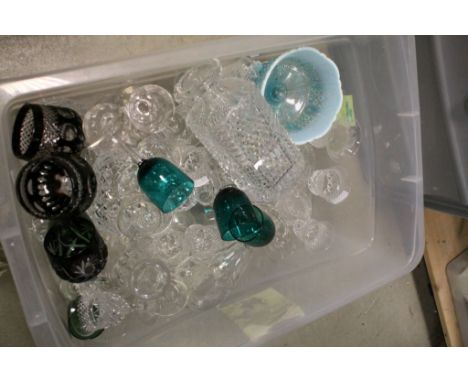 Box of vintage glassware to include Bohemian and cut Crystal glasses etc