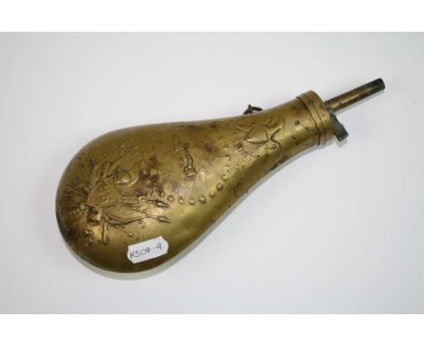 A Vintage Reproduction Brass United States Civil War Powder Flask.