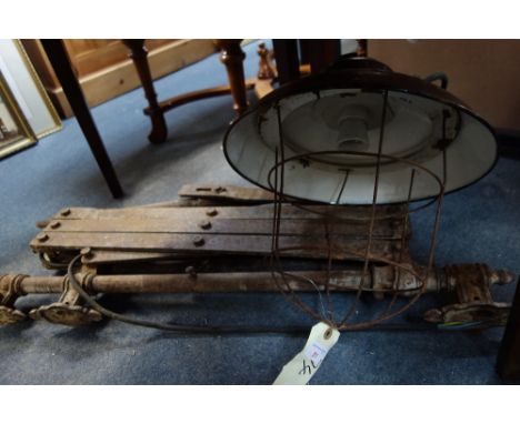 A VINTAGE ADJUSTABLE INDUSTRIAL WALL LAMP, with shade