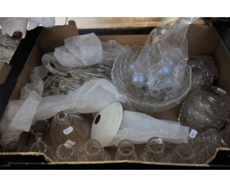 A COLLECTION OF CHANDELIER PARTS, including prismatic drops