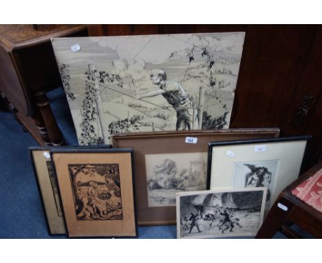 HANSLIP FLETCHER 1874-1955: 'CHRISTCHURCH ABBEY', PENCIL SKETCH/DRAWING, other works by other artists