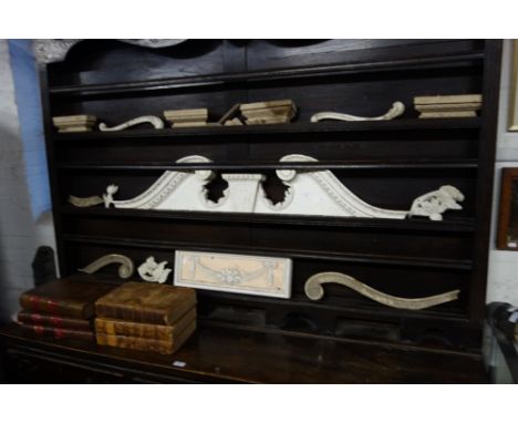 A COLLECTION OF CARVED WOODEN ARCHITECTURAL FRAGMENTS