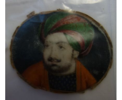 A MINIATURE PORTRAIT OF A MAN IN A TURBAN, 3.5cm wide