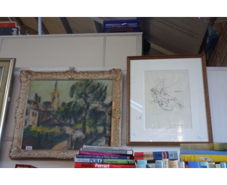 OSKAR KOKOSCHKA:Sterbender Krieger (Dying Warrior) from Eliza Ann Reed, c. 1952, lithograph, and Bedrich Feigl: Landscape,pos