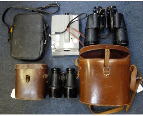 A PAIR OF DELACROIX BINOCULARS in a leather case, a similar pair and a Minolta Cine camera (3)