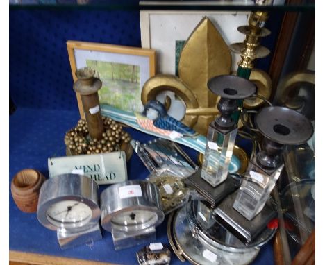 A DESK CLOCK THERMOMETER AND SUNDRIES