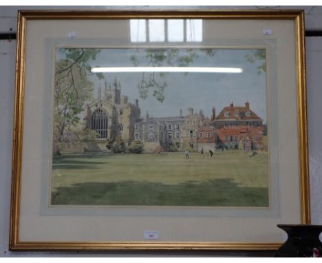 JOHN DOYLE (b. 1928) 'Winchester College from the Warden's Garden, 1982' signed lower left, watercolour, 45cm x 60cm Provenan
