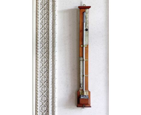 A walnut-framed stick barometer by C W Dixey &amp; Son, of 3 New Bond Street, London, 1777-1929, with a silvered register pla